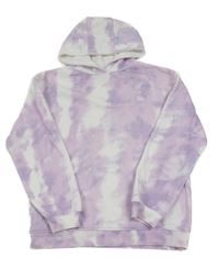 Fialovo-lila-bílá batikovaná mikina s kapsou a kapucí PRIMARK