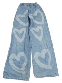 Svetlomodré plesňové wide leg rifle so srdiečkami