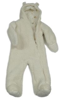 Smetanová huňatá zateplená kombinéza s kapucí s oušky PRIMARK