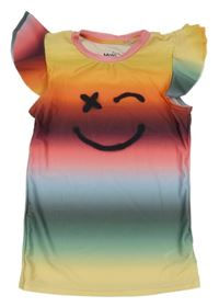 Barevné batikované sportovní tričko se smajlíkem a volánky Molo