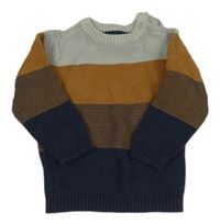 Tmavomodro-hnedo-sivý sveter C&A