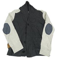 Tmavošedo-svetlosivá melírovaná prepínaci mikina s nášivkou Rebel