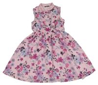 Světlerůžové šaty s kytičkami a límečkem s flitry George