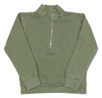 Khaki melírovaná mikina s vreckom