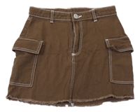 Hnedá cargo rifľová sukňa H&M