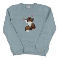 Světlemodrošedý sveter s liškou z překlápěcích flitrů Topolino