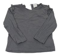 Tmavosivé tričko s volánikmi H&M