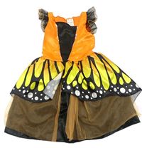 Kostým - Oranžovo-černo-béžové šaty - Motýl  