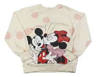 Smotanová oversize mikina s bodky a Minnie s Mickey mousem zn. George