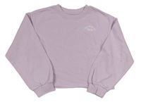 Lila crop mikina s nápisom H&M