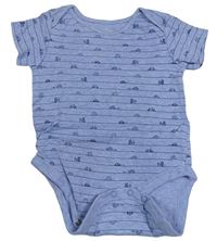 Modré melírované pruhované body s auty Mothercare