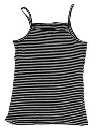 Čierno-biely prúžkovaný rebrovaný top Primark