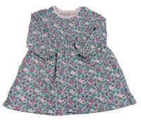 Světlerůžovo-zeleno-lila kvetované bavlnené šaty Matalan