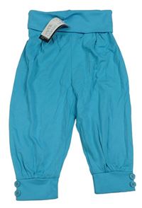Azurové bavlněné capri tepláky Blue Seven
