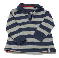 Tmavomodro-sivé pruhované polo tričko F&F