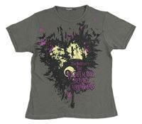 Tmavosivé tričko s potiskem - The Nightmare before Christmas - Tim Burton