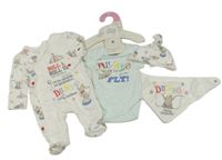 Nové - 4set - Mátové body s Dumbem + bílý overal + bavlněná čepice + slinták Primark