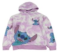 Růžovo-bílá batikovaná mikina se Stitchem a kapucí Primark