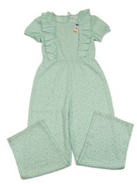 Nové - Mátový květovaný culottes overal s volánky Dunnes