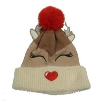 Hnedo-béžová pletená čapica s bambulí - sob