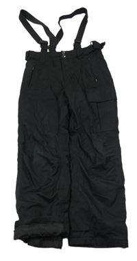 Černé šusťákové cargo oteplovačky s odepínacími kšandami Yigga