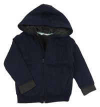 Tmavomodrá zateplená propínací mikina s kapucí M&S