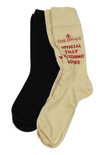 2x ponožky - černé + béžové s nápisem