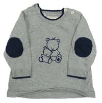 Sivý melírovaný sveter s medveďmi