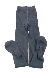 Modrošedé žebrované punčocháče