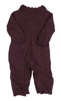 Vínový pletený overal s perforovanými srdíčky George