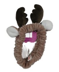 Starorůžovo-hnědo-bílá chlupatá čelenka s parohy Primark