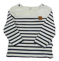 Bílo-tmavomodré mikinotriko s pruhmi a nášivkou Obaibi