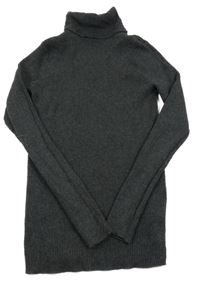 Antracitový rebrovaný svetrový rolák