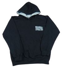 Tmavomodrá mikina s nápisom a kapucňou AWDis