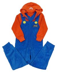 Modro-červená chlupatá kombinéza s kapucí - Mario