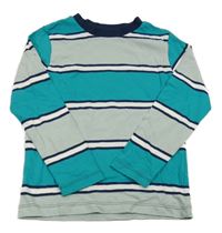 Světlezeleno-modrozeleno-bílé pruhované triko OVS