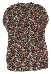 Čierno-vínovo-biele kvetované ľahké šaty