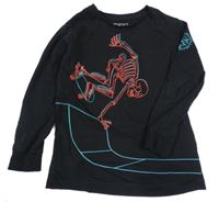 Černé triko s kostrou Next