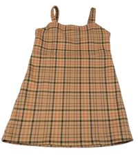 Hnedo-čierno-ružové kockované šaty F&F