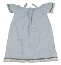 Světlemodro-biele pruhované šaty s výšivkami Tiffosi