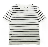 Smetanovo-čierne pruhované rebrované pletené crop tričko H&M