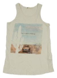 Smotanový top s autom a kaktusom H&M