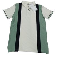 Nové - Smetanovo-zeleno-černé polo tričko M&S