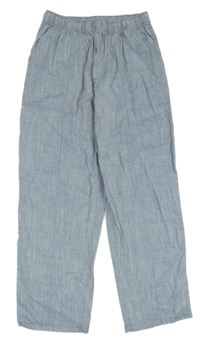 Modré melírované plátěné kalhoty H&M