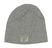 Šedá melírovaná bavlněná čepice s nášivkou H&M