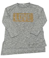 Sivé melírované úpletové tričko s nápisom Y.d