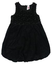 Čierne vzorované zamatové balónové šaty C&A
