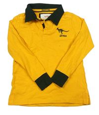 Žlté polo tričko s klokanom