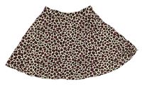 Vínovo-smetanovo-čierna leopardí kolová sukňa C&A