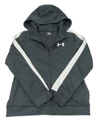Tmavošedá sportovní funkční propínací mikina s logem a kapucí Under Armour